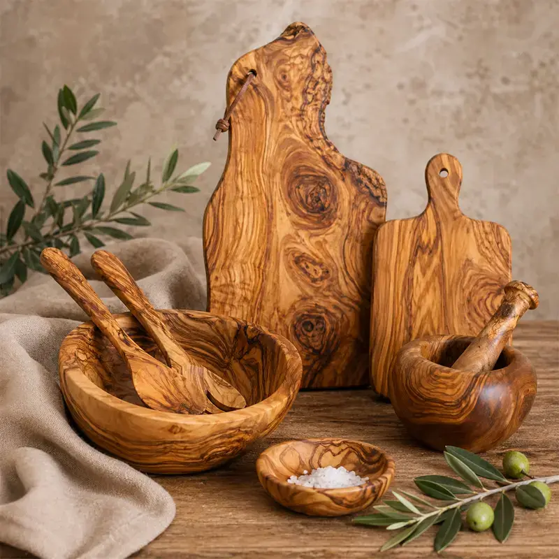Handgefertigte Olivenholz Produkte mit individueller Maserung – jedes Stück ein einzigartiges Unikat aus natürlichem Holz