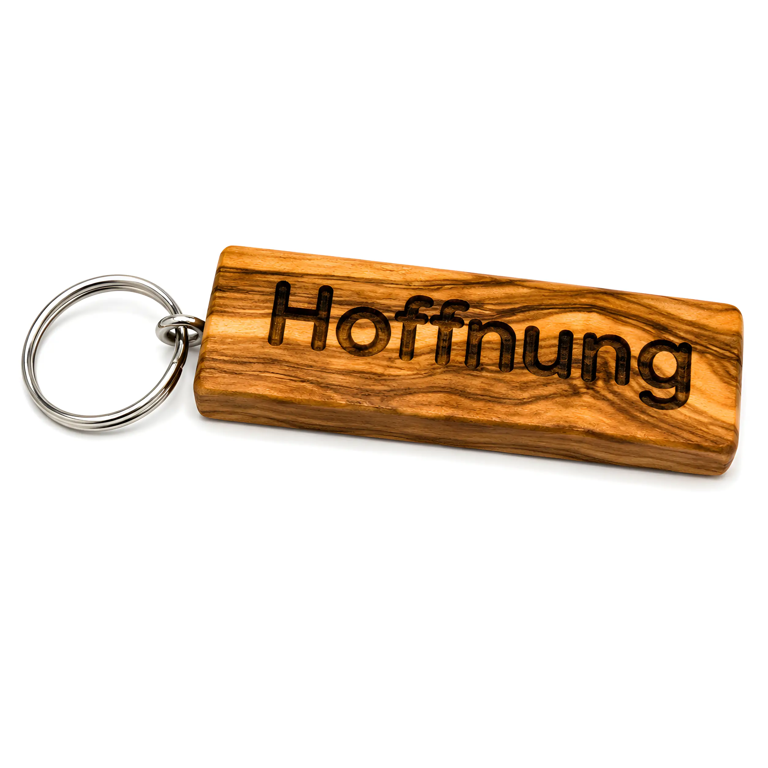 Schlüsselanhänger aus Olivenholz mit individueller Gravur
